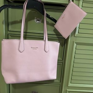 Kate Spade Bag and Wristlet. Color is a baby pink.